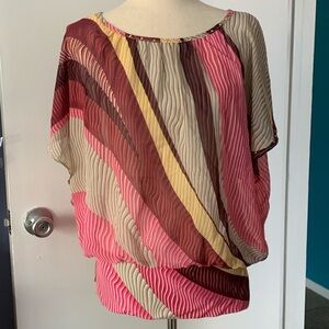 NWT JM Collection Flutter Sleeve Striped Blouse